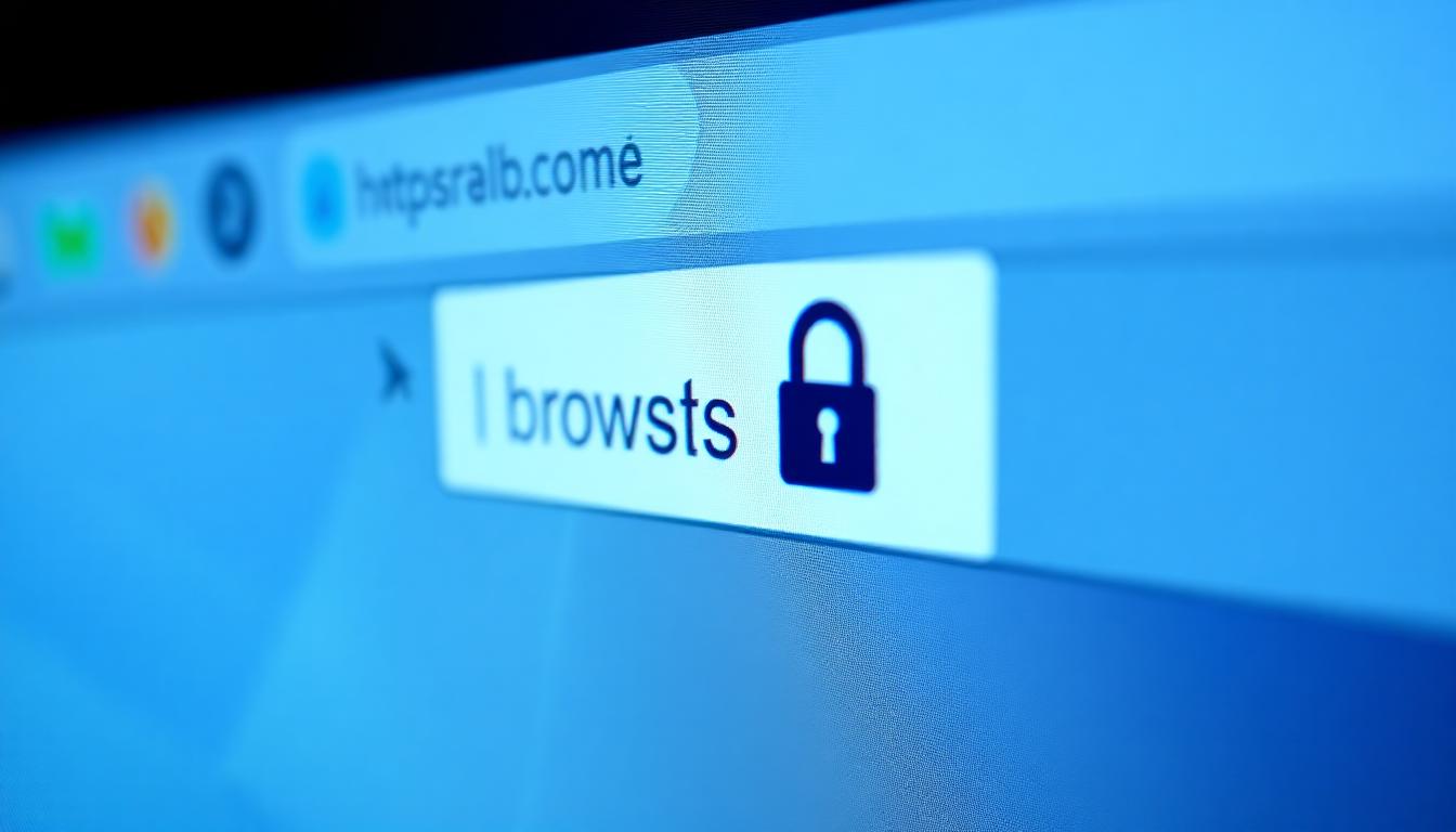 Close-up of a browser address bar showing a security padlock icon