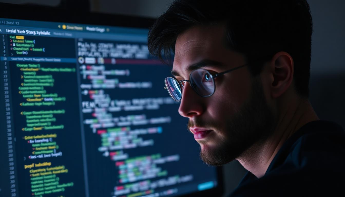Developer examining code on a screen looking for hidden invisible characters