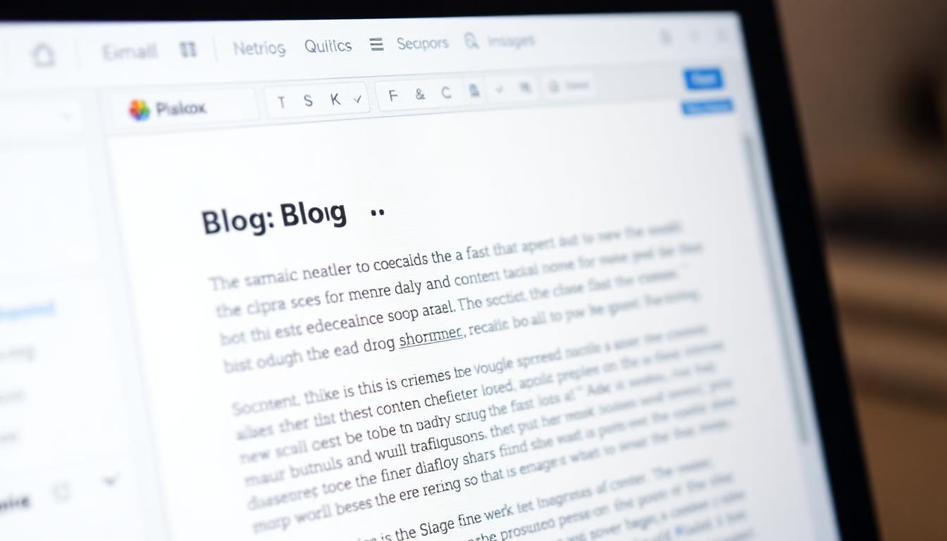 Content management system showing a blog editor with text being formatted and structured