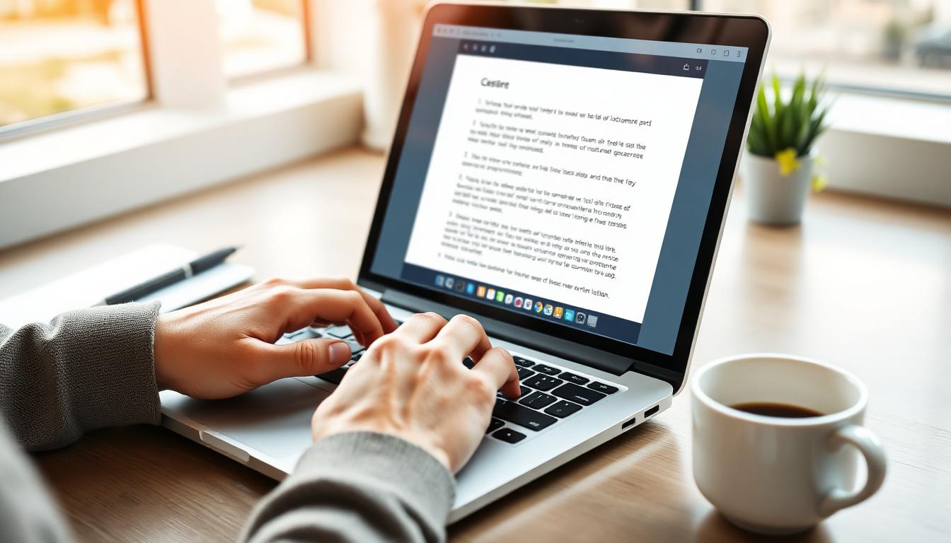 Clean formatted document on a laptop screen after text cleaning